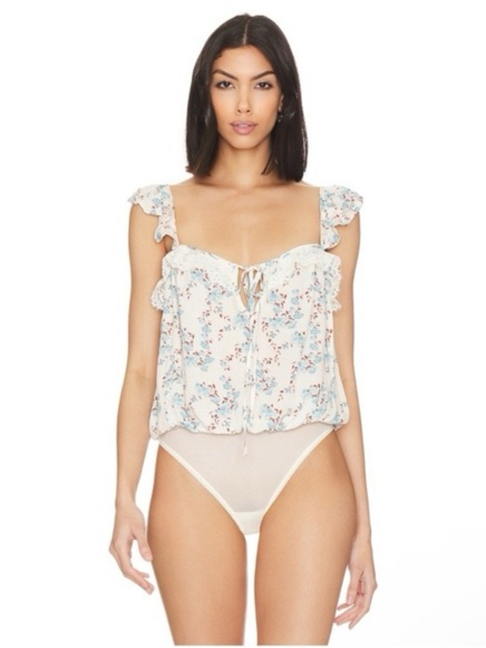 Free People Take It Away  Ruffle Tie-Front Bodysuit